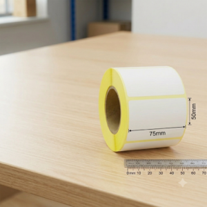 Premium Direct Thermal Labels, Top Grade Adhesive, Size 75mmx50mm, 40mm Core, 1000 Labels Per Roll, White