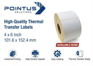 Thermal Transfer Labels, Top Grade Adhesive, Size 100mmx150mm, 40mm Core, 500 Labels Per Roll, White