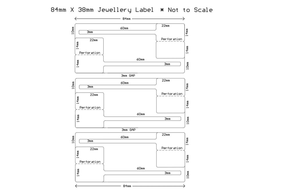 Jewelry Label 84mm x 38mm White 2000 Tags Per Roll