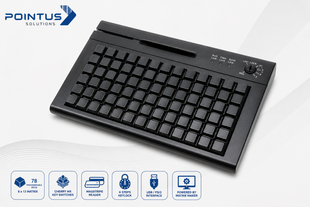 Programmable 78-Key POS Keyboard with Magstripe Reader