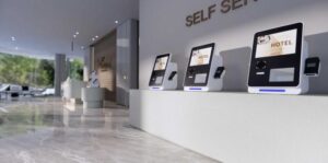 Pointus Intelligent Self-Service Kiosk with Passport Scanner, Key Card Dispenser & Payment Terminal For Hotel / Airport / Hospitals